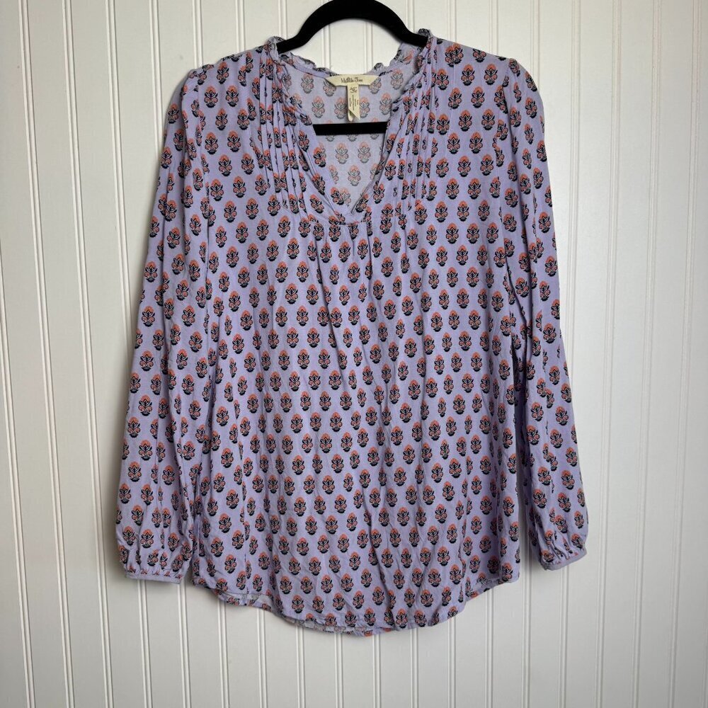 Matilda Jane lavender floral long sleeve lightweight blouse size medium I32